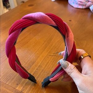 Elegant Pink and Red Braided Headband